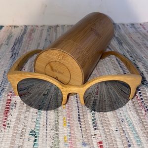 Wooden frame, mirrored sunglasses